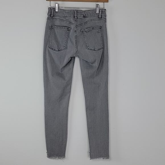DL1961 Florence Instasculpt Cropped Raw Edge Skinny Gray Denim Jeans 27 FLAWS - Picture 3 of 15